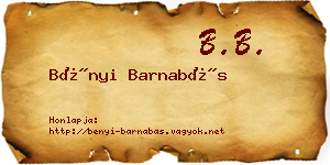 Bényi Barnabás névjegykártya